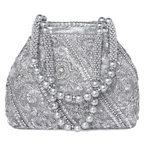 1900 Silver Potli Bag Gift Handmade Evening Wristlet Handbags Stylish
